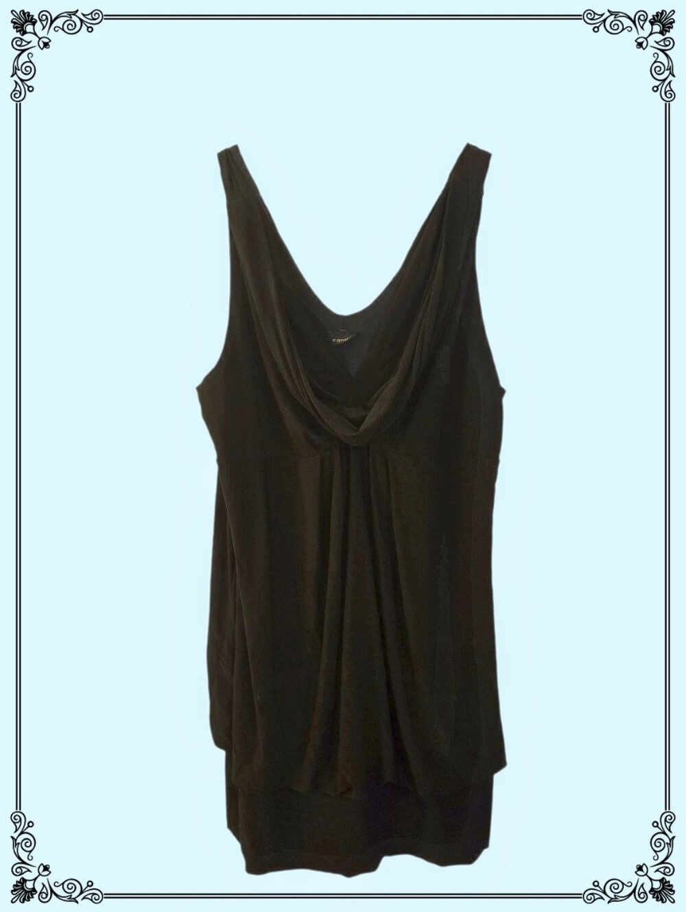 Lane Bryant Black Draped Cowl Neck Tank Top